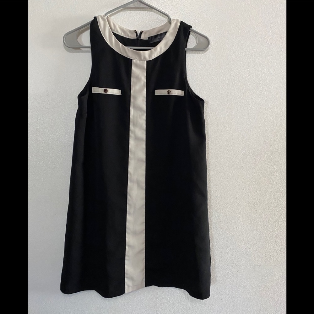 Bordeaux Black & Cream Colorblock Shift Dress | Size S | Sleeveless Mod Style